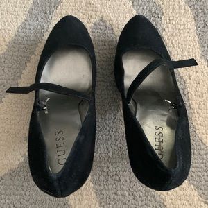 Guess suede black shoes with 5” high heel. Gorgeous for various occasions.